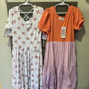 Charming Butterfly and Color Block Kids Dresses